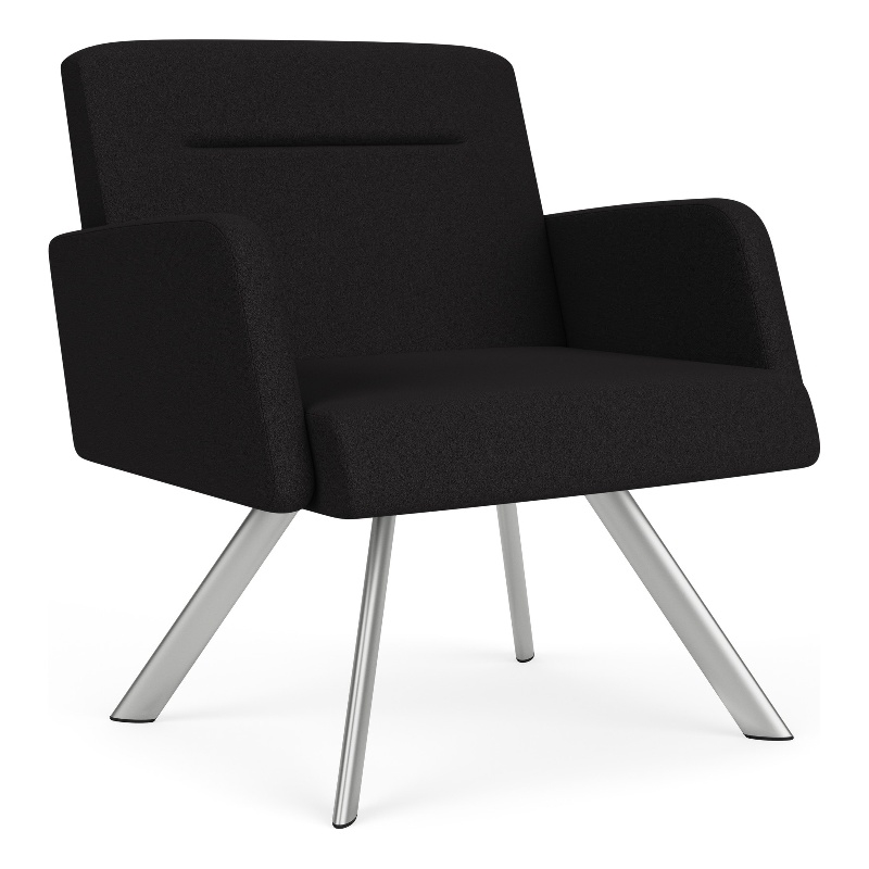 Willow Lounge Lobby Reception Waiting Bariatric Chair / Silver Steel / Black