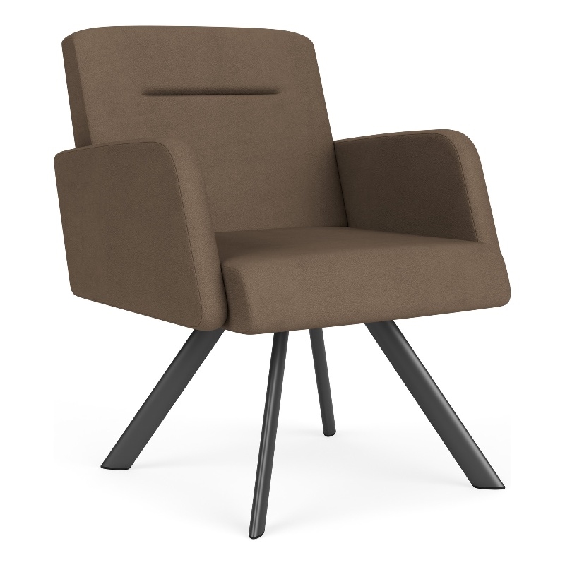 Willow Lounge Lobby Reception Waiting Guest Chair / Charcoal Steel / Brown