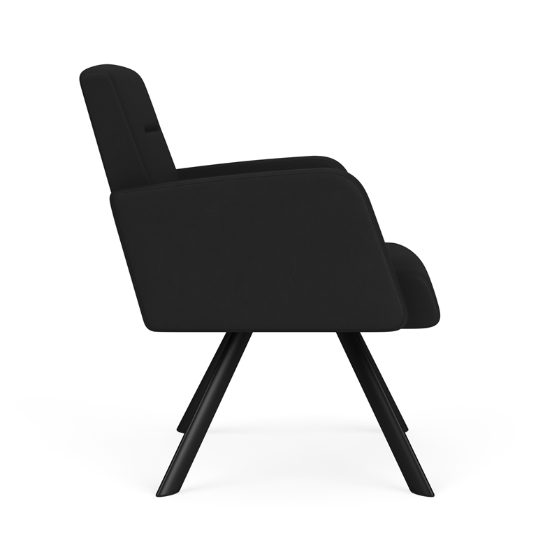 Willow Lounge Lobby Reception Waiting Guest Chair / Black Steel / Black