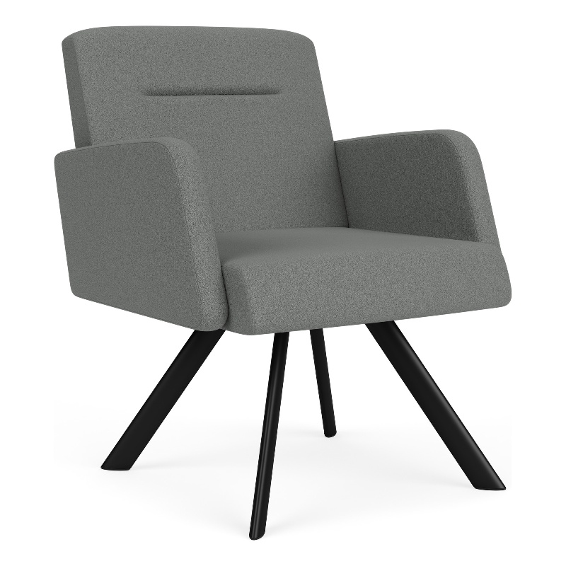 Willow Lounge Lobby Reception Waiting Guest Chair / Black Steel / Light Gray