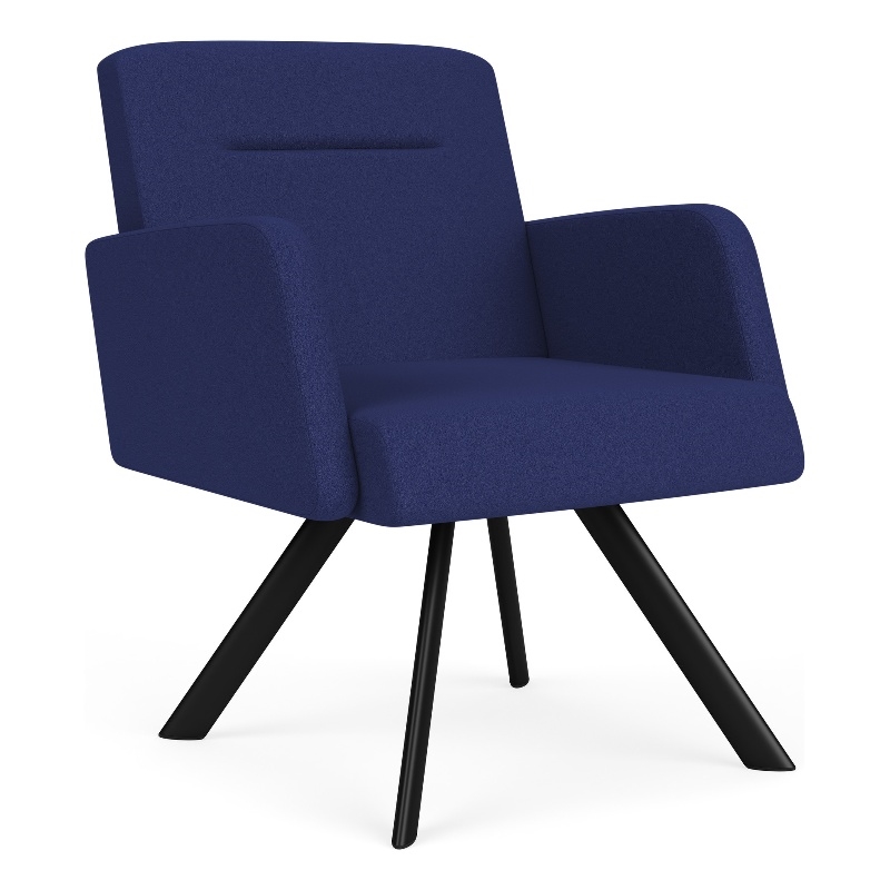 Willow Lounge Lobby Reception Waiting Guest Chair / Black Steel / Blue