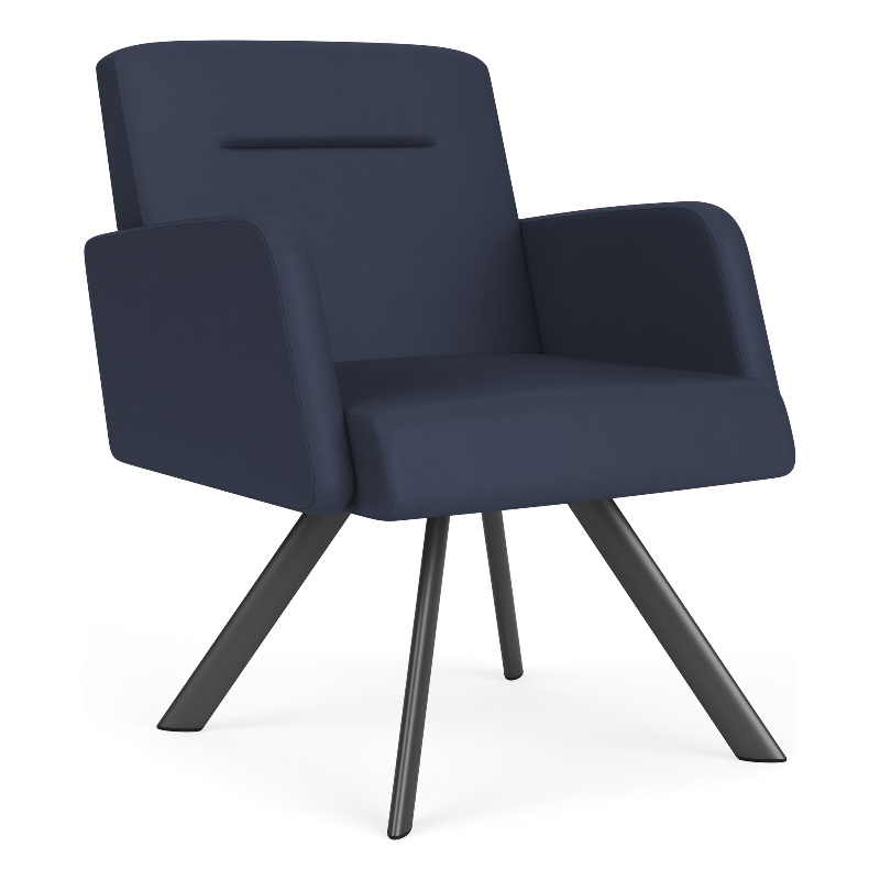 Willow Lounge Lobby Reception Waiting Guest Chair / Charcoal Steel / Blue