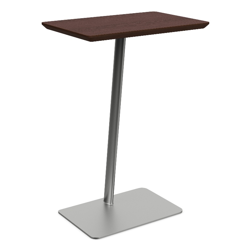 Willow Lounge Lobby Reception Waiting Personal Table / Silver Steel / Walnut
