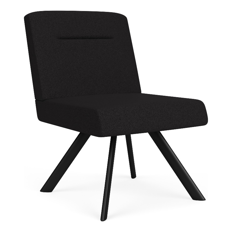 Willow Lounge Reception Waiting Armless Swivel Guest Chair / Black Steel / Black