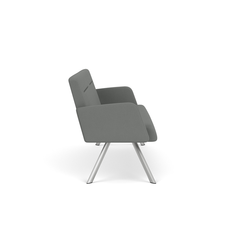 Willow Lounge Lobby Reception Waiting Sofa / Silver Steel / Light Gray