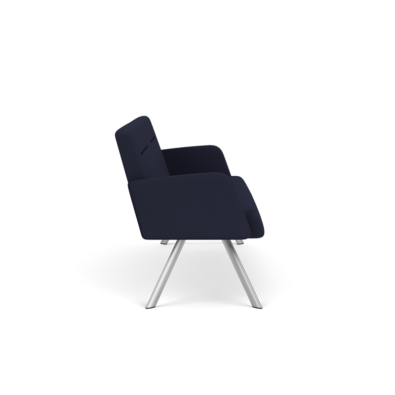 Willow Lounge Lobby Reception Waiting Room Sofa / Silver Steel / Navy Blue