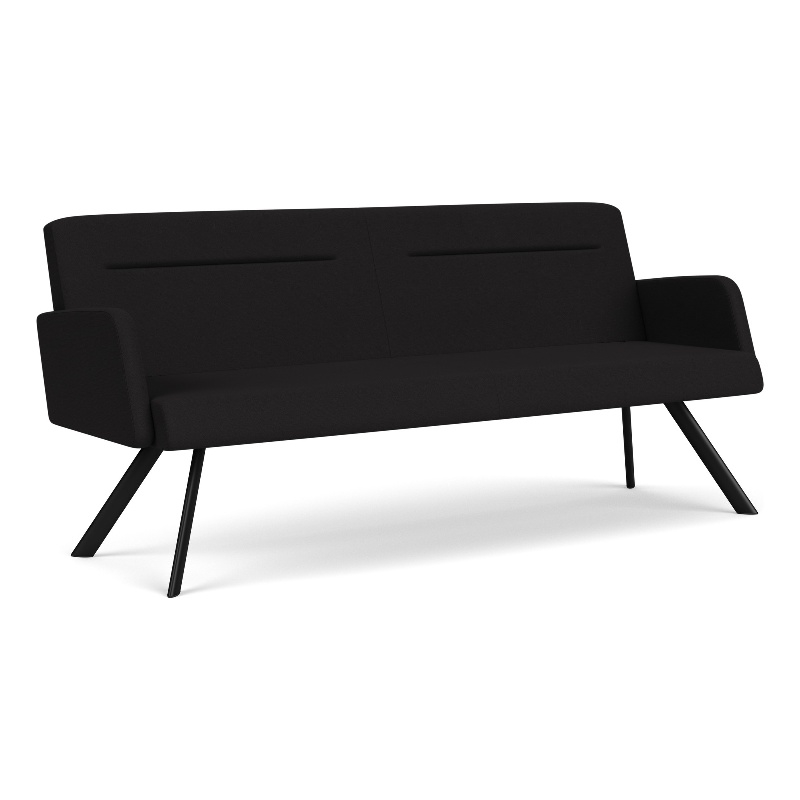 Willow Lounge Lobby Reception Waiting Room Healthcare Sofa / Black Steel / Black