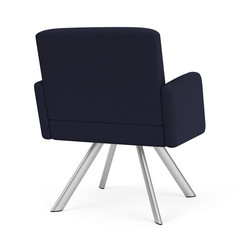 Willow Lounge Reception Waiting Swivel Guest Chair / Silver Steel / Navy Blue