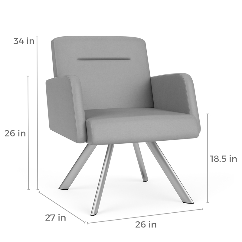 Willow Lounge Reception Waiting Swivel Guest Chair / Silver Steel / Navy Blue
