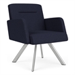 Willow Lounge Reception Waiting Swivel Guest Chair / Silver Steel / Navy Blue