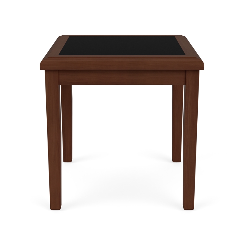 Belmont Lounge Reception Waiting Room HPL Top End Table / Walnut Wood / Black