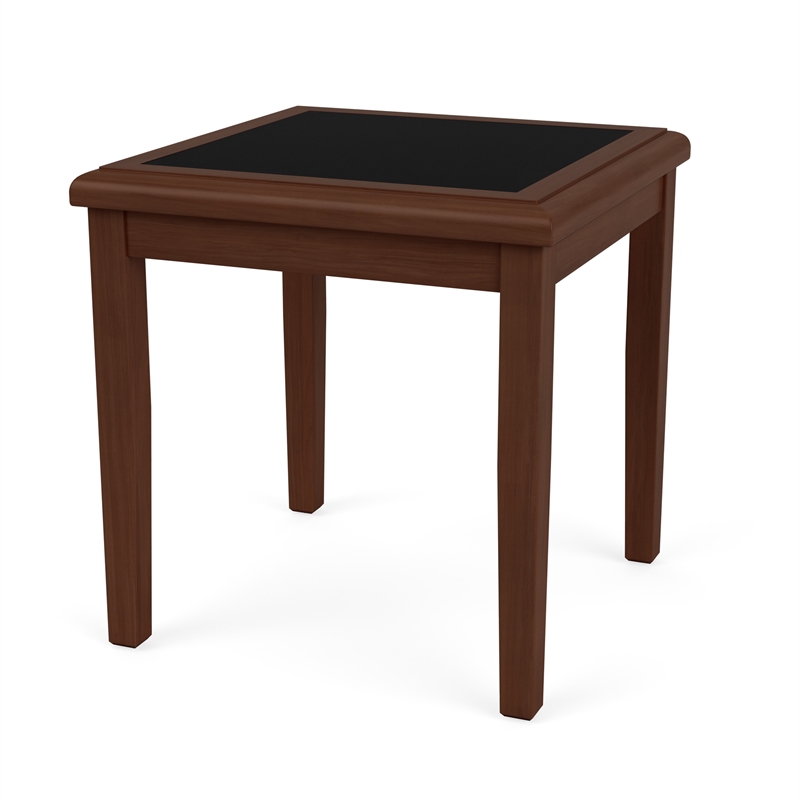 Belmont Lounge Reception Waiting Room HPL Top End Table / Walnut Wood / Black