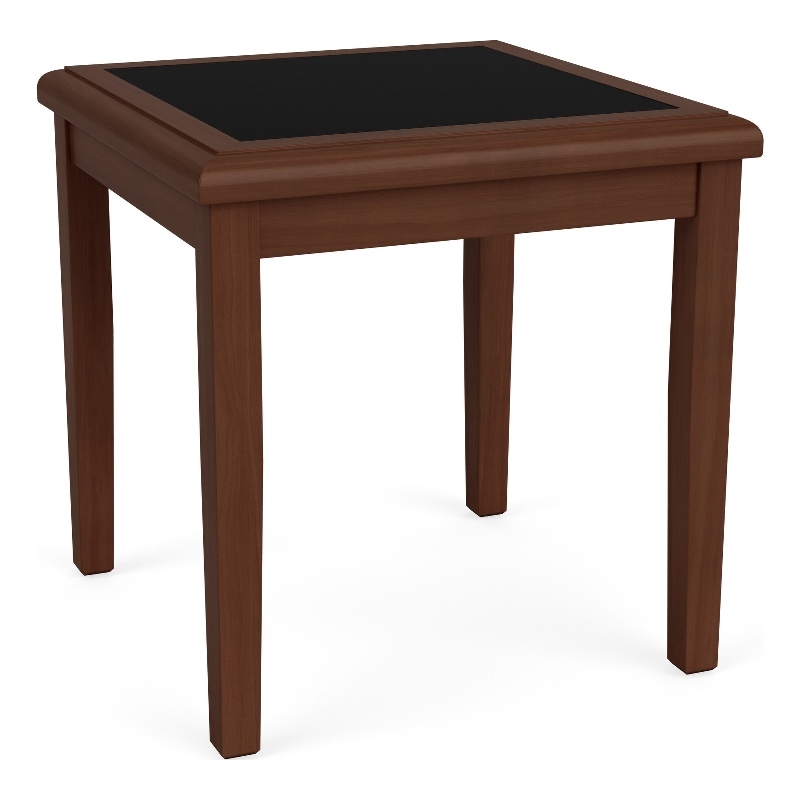 Belmont Lounge Reception Waiting Room HPL Top End Table / Walnut Wood / Black
