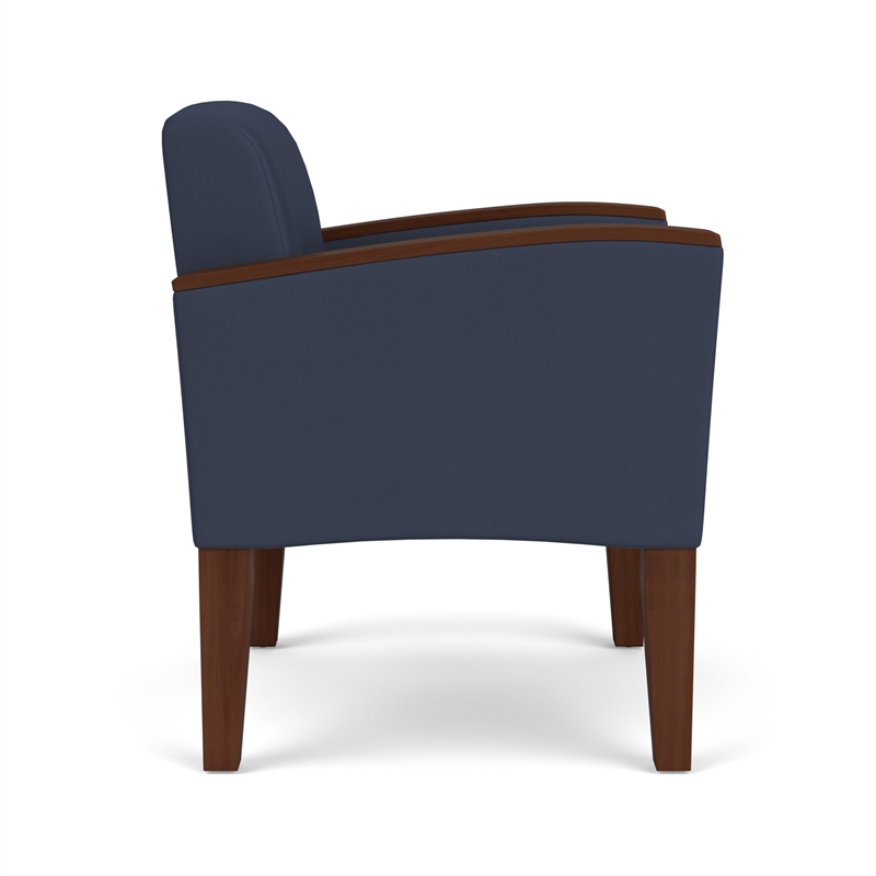 Belmont Lounge Lobby Reception Waiting Guest Chair / Walnut Wood Legs / Blue