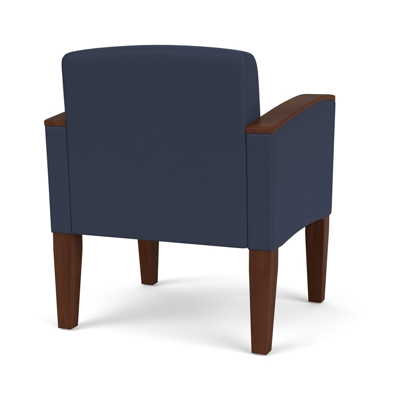 Belmont Lounge Lobby Reception Waiting Guest Chair / Walnut Wood Legs / Blue