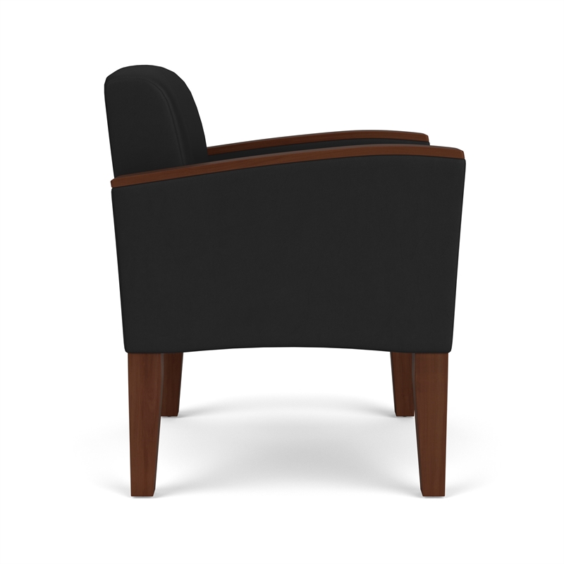 Belmont Lounge Lobby Reception Waiting Guest Chair / Walnut Wood Legs / Black