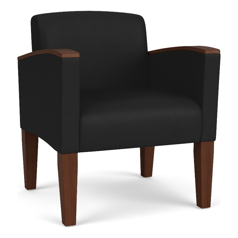 Belmont Lounge Lobby Reception Waiting Guest Chair / Walnut Wood Legs / Black