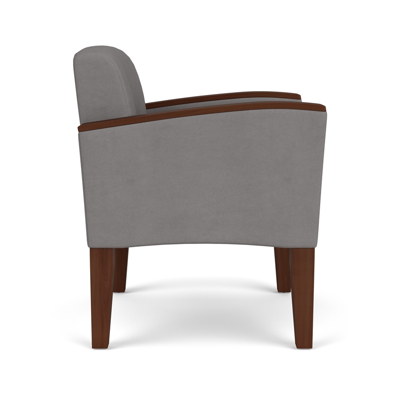 Belmont Lounge Reception Waiting Guest Chair / Walnut Wood Legs / Light Gray