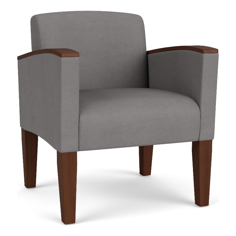Belmont Lounge Reception Waiting Guest Chair / Walnut Wood Legs / Light Gray