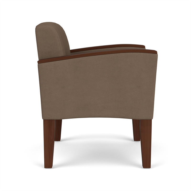 Belmont Lounge Lobby Reception Waiting Guest Chair / Walnut Wood Legs / Brown