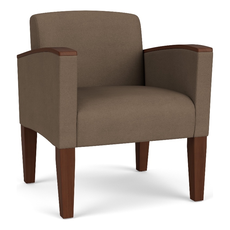 Belmont Lounge Lobby Reception Waiting Guest Chair / Walnut Wood Legs / Brown