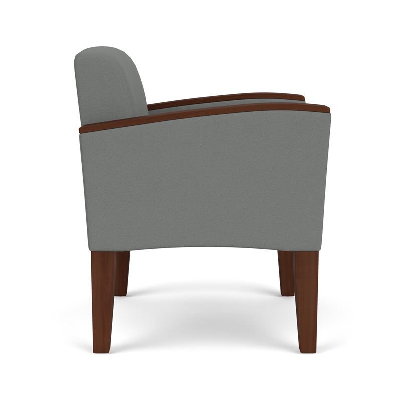 Belmont Lounge Reception Waiting Guest Chair / Walnut Wood Legs / Light Gray