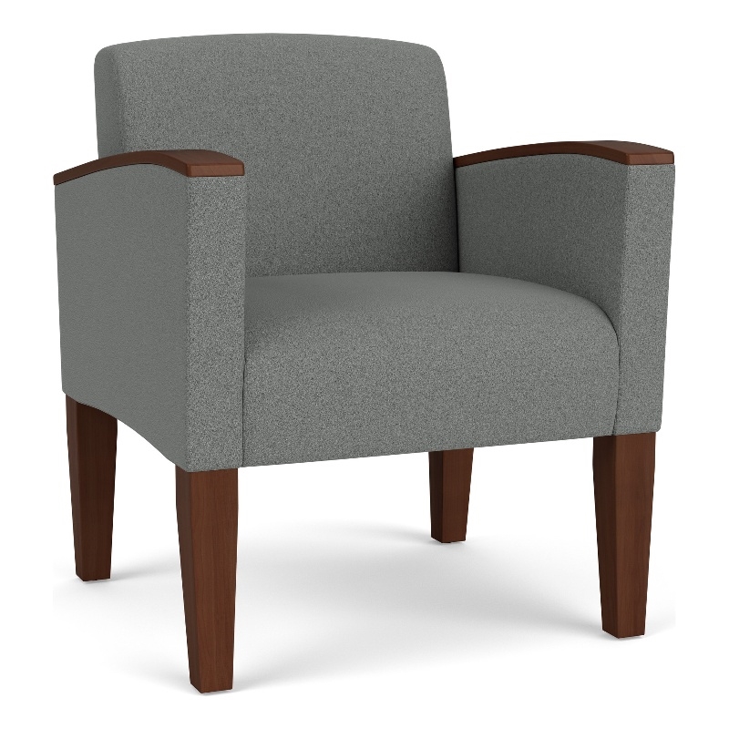 Belmont Lounge Reception Waiting Guest Chair / Walnut Wood Legs / Light Gray