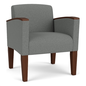 Belmont Lounge Reception Waiting Guest Chair / Walnut Wood Legs / Light Gray