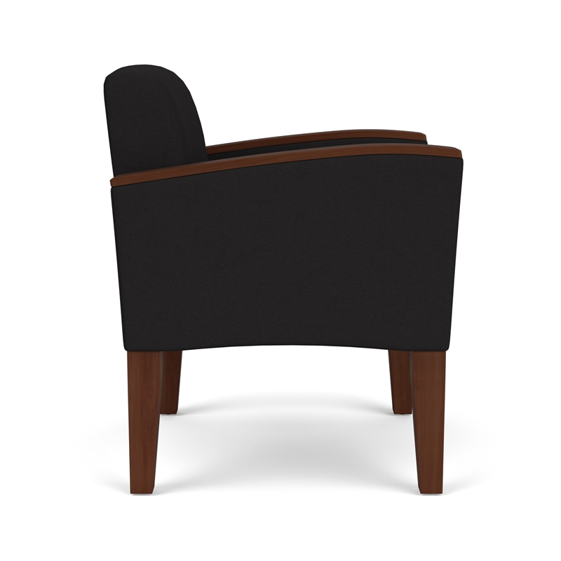 Belmont Lounge Lobby Reception Waiting Guest Chair / Walnut Wood Legs / Black