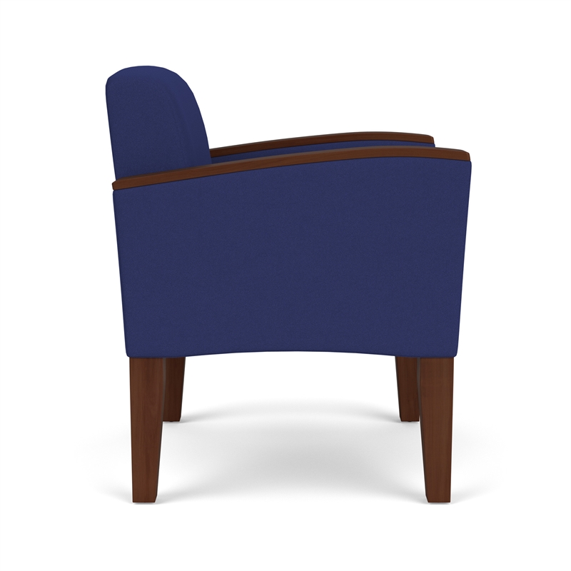 Belmont Lounge Lobby Reception Waiting Guest Chair / Walnut Wood Legs / Blue