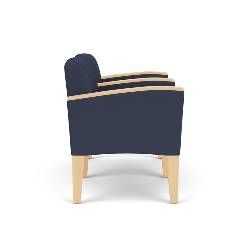 Belmont Lounge Reception 2 Seat Tandem Seating / Natural Wood Legs / Blue