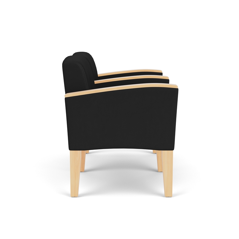 Belmont Lounge Reception 2 Seat Tandem Seating / Natural Wood Legs / Black