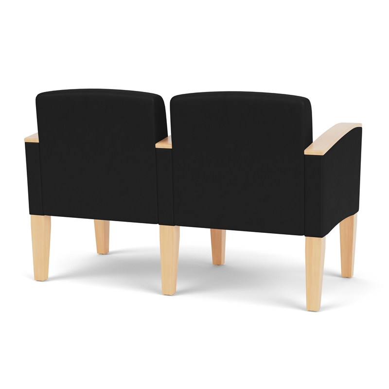 Belmont Lounge Reception 2 Seat Tandem Seating / Natural Wood Legs / Black