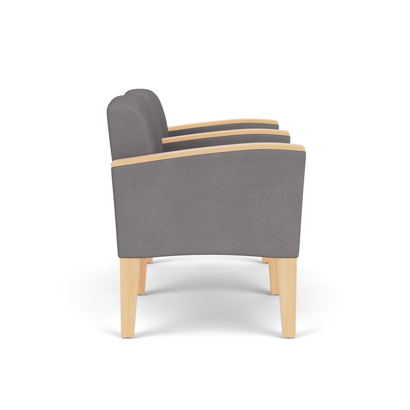 Belmont Lounge Reception 2 Seat Tandem Seating / Natural Wood Legs / Light Gray