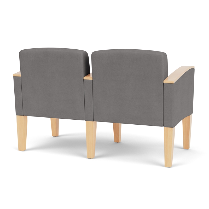 Belmont Lounge Reception 2 Seat Tandem Seating / Natural Wood Legs / Light Gray