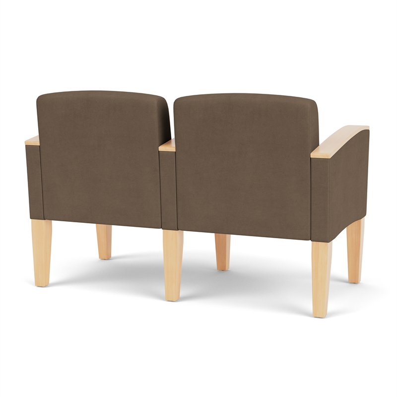 Belmont Lounge Reception 2 Seat Tandem Seating / Natural Wood Legs / Brown