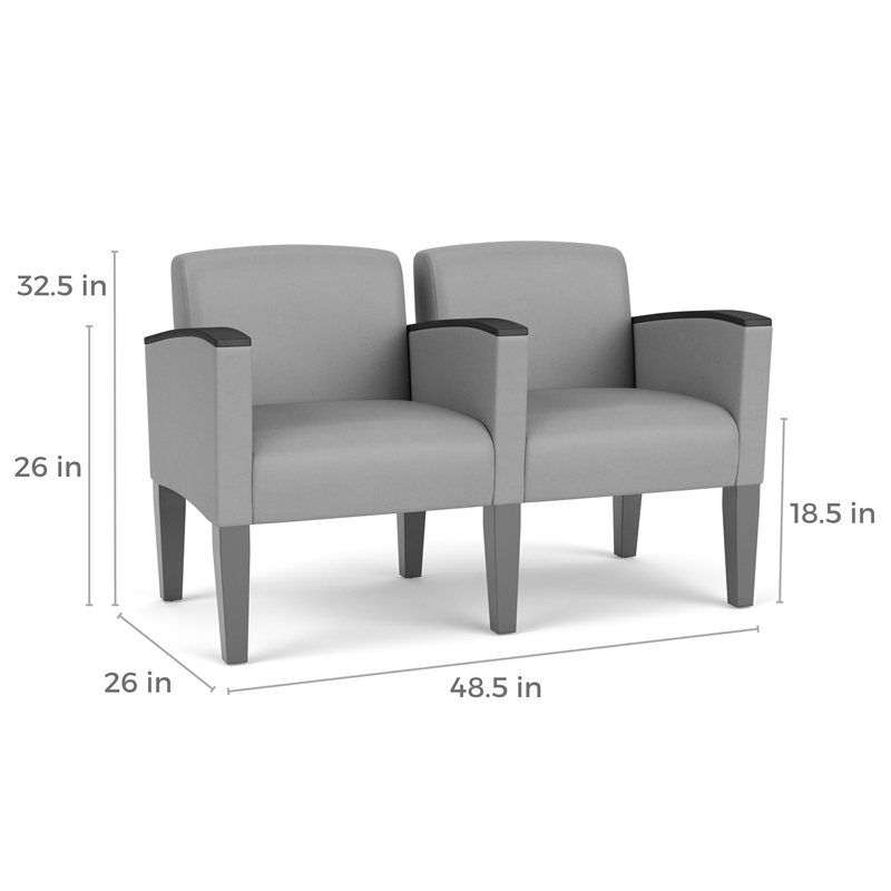 Belmont Lounge Reception 2 Seat Tandem Seating / Natural Wood Legs / Brown