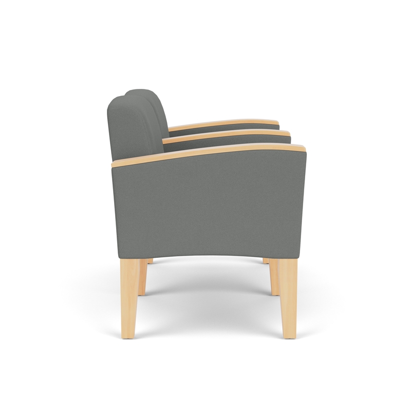 Belmont Lounge Reception 2 Seat Tandem Seating / Natural Wood Legs / Light Gray