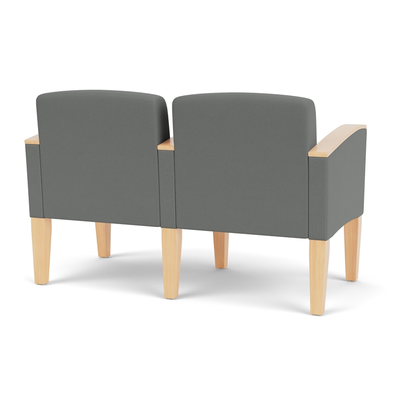 Belmont Lounge Reception 2 Seat Tandem Seating / Natural Wood Legs / Light Gray