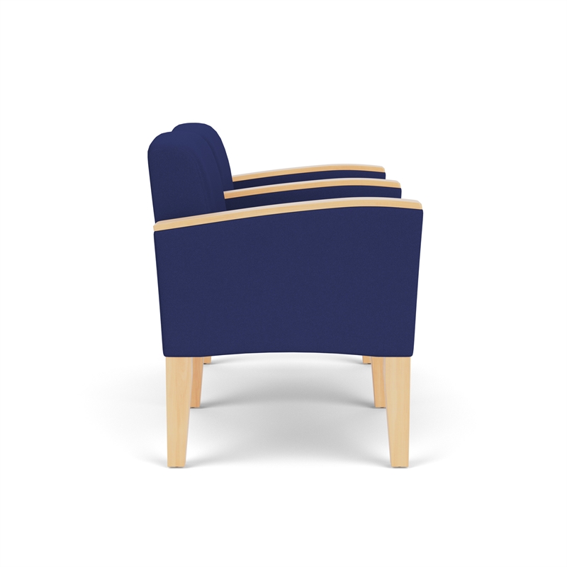 Belmont Lounge Reception 2 Seat Tandem Seating / Natural Wood Legs / Blue