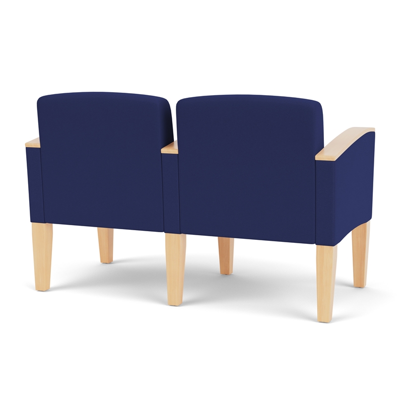 Belmont Lounge Reception 2 Seat Tandem Seating / Natural Wood Legs / Blue