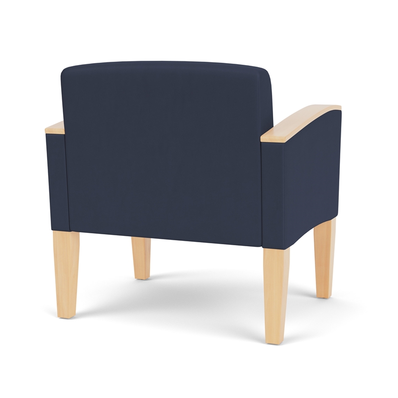 Belmont Lounge Reception Waiting Oversize Guest Chair / Natural Wood Legs / Blue