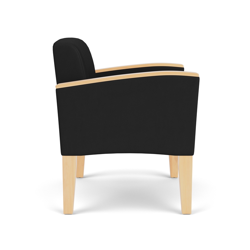 Belmont Lounge Reception Oversize Guest Chair / Natural Wood Legs / Black