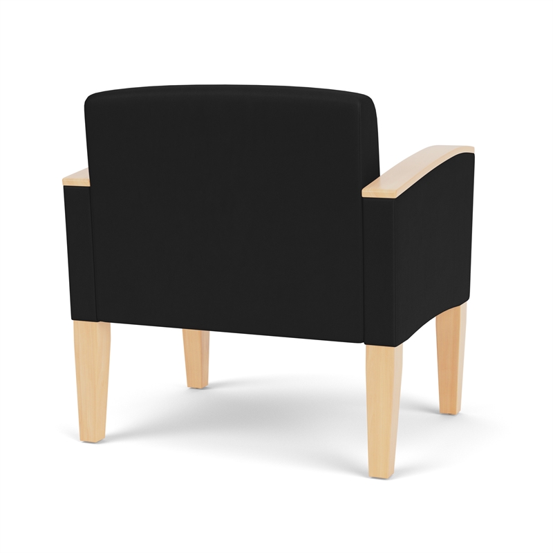 Belmont Lounge Reception Oversize Guest Chair / Natural Wood Legs / Black