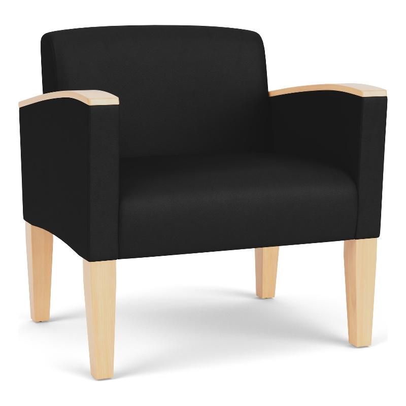 Belmont Lounge Reception Oversize Guest Chair / Natural Wood Legs / Black