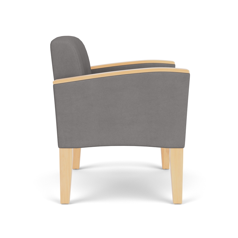 Belmont Lounge Reception Oversize Guest Chair / Natural Wood Legs / Light Gray