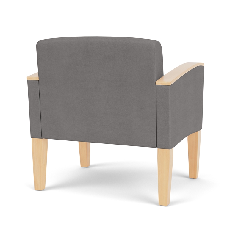 Belmont Lounge Reception Oversize Guest Chair / Natural Wood Legs / Light Gray