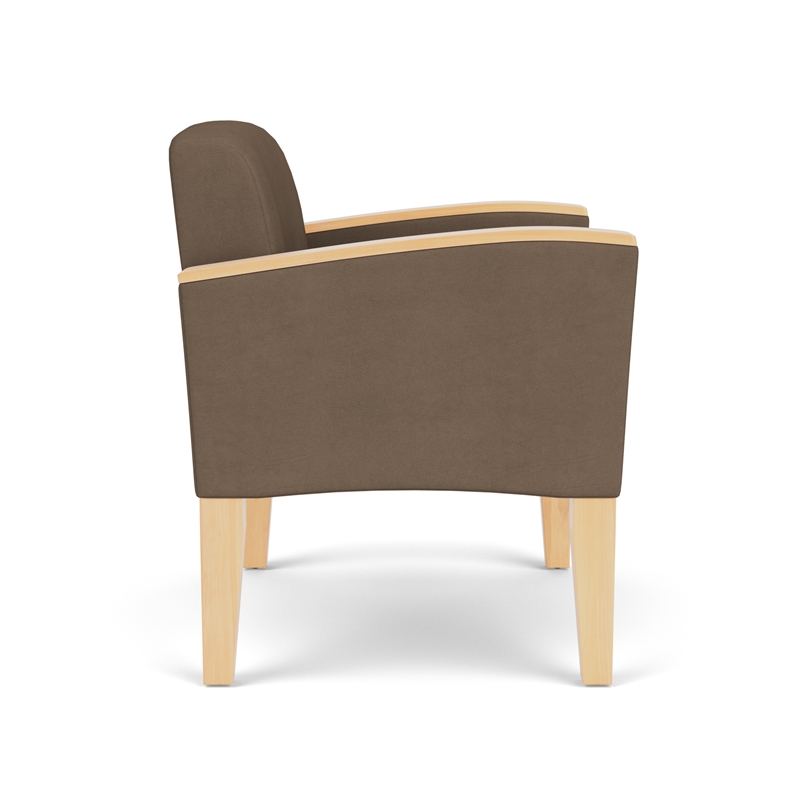 Belmont Lounge Reception Oversize Guest Chair / Natural Wood Legs / Brown