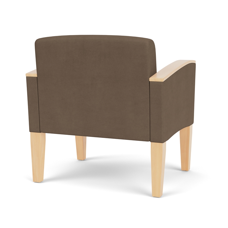 Belmont Lounge Reception Oversize Guest Chair / Natural Wood Legs / Brown