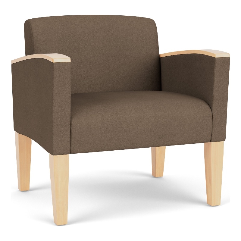 Belmont Lounge Reception Oversize Guest Chair / Natural Wood Legs / Brown